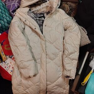 Women's Beige Quilted Puffer Coat